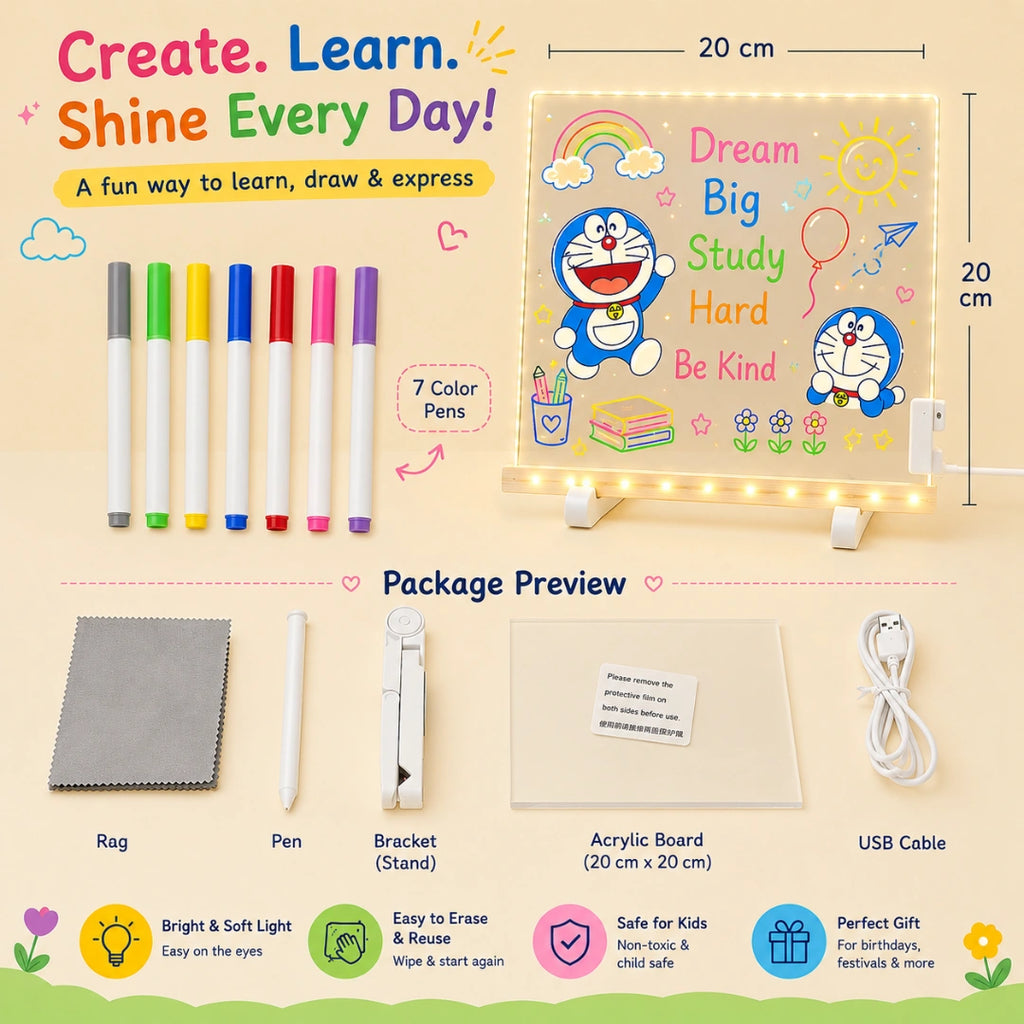 3D GlowBoard DIY LED Strachless Acrylic Writing Board