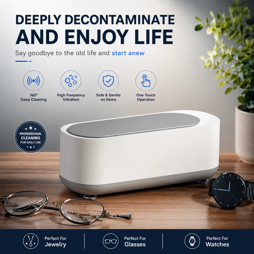 Cleanmate™ Ultrasonic Cleaner 48KHz with RGB Lights for Eyeglasses, Rings, Watches, Dentures
