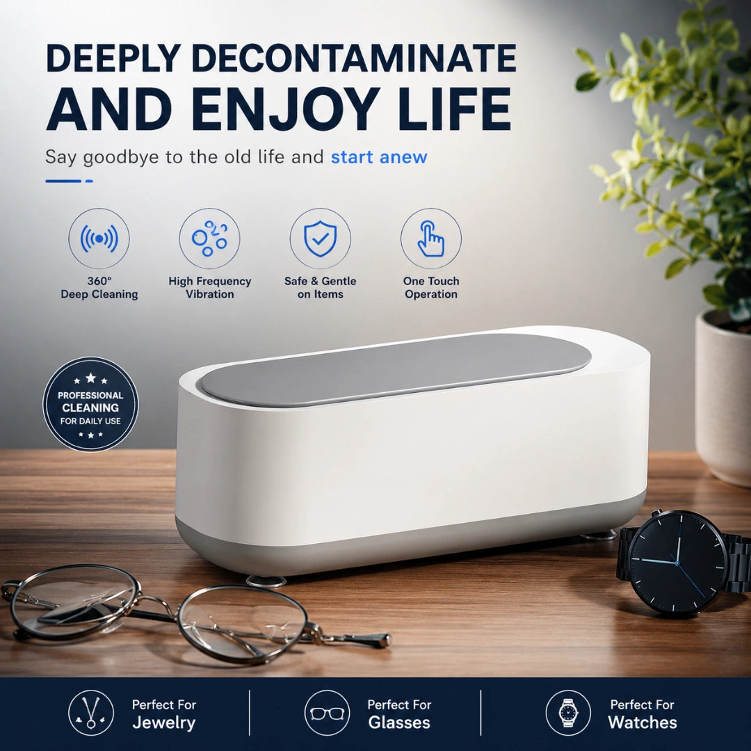 Cleanmate™ Ultrasonic Cleaner 48KHz with RGB Lights for Eyeglasses, Rings, Watches, Dentures