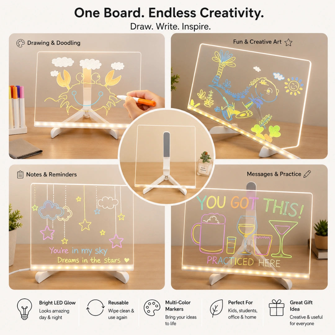 3D GlowBoard DIY LED Strachless Acrylic Writing Board