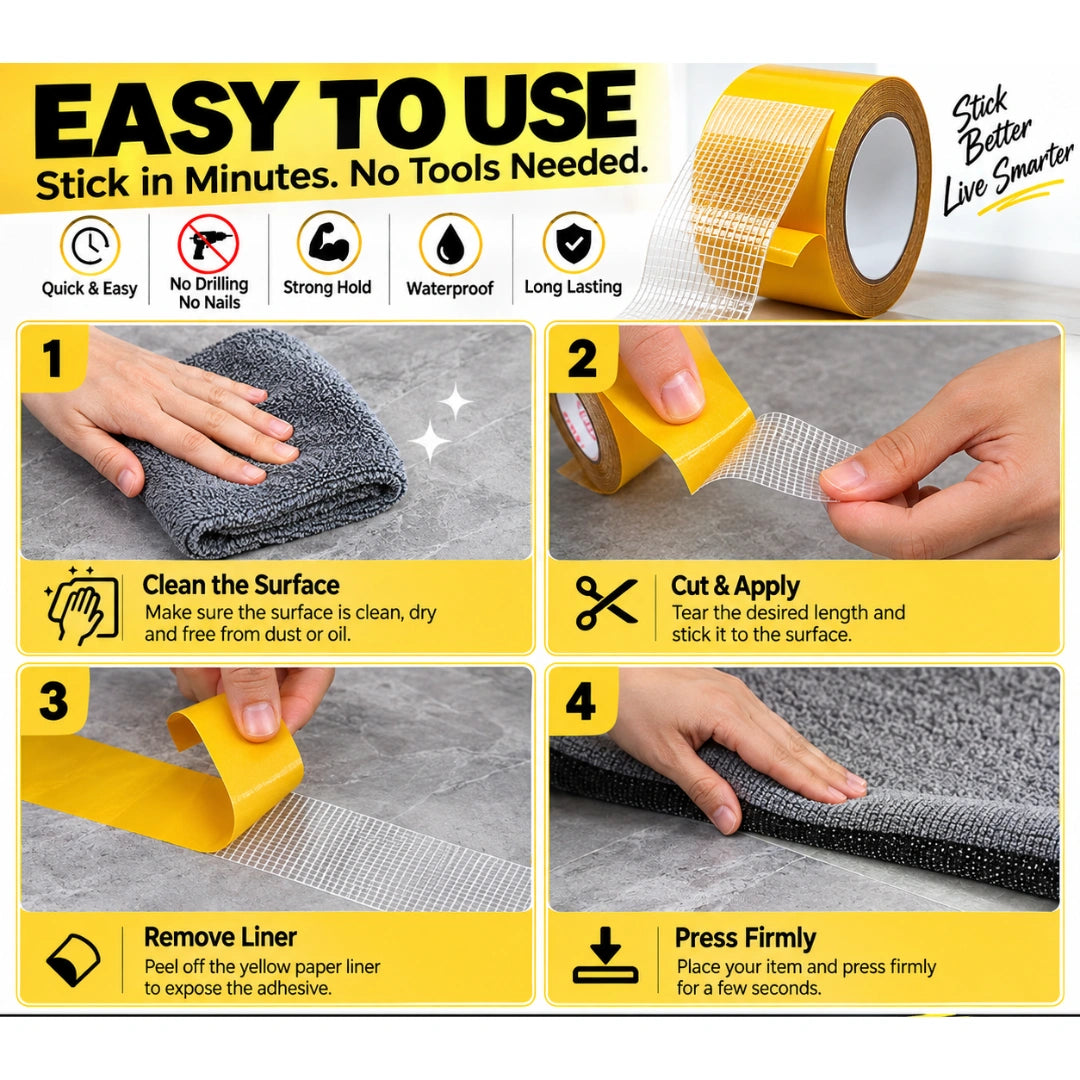 Double Sided Carpet Tape Heavy Duty 5 meter(Pack of 2)